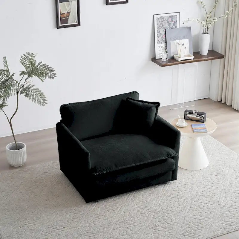 Ensemble de canapés 2 places en chenille noire avec canapé deux places et canapé simple