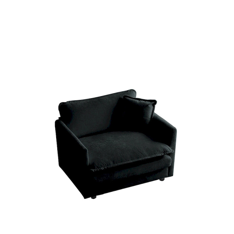 Ensemble de canapés 2 places en chenille noire avec canapé deux places et canapé simple