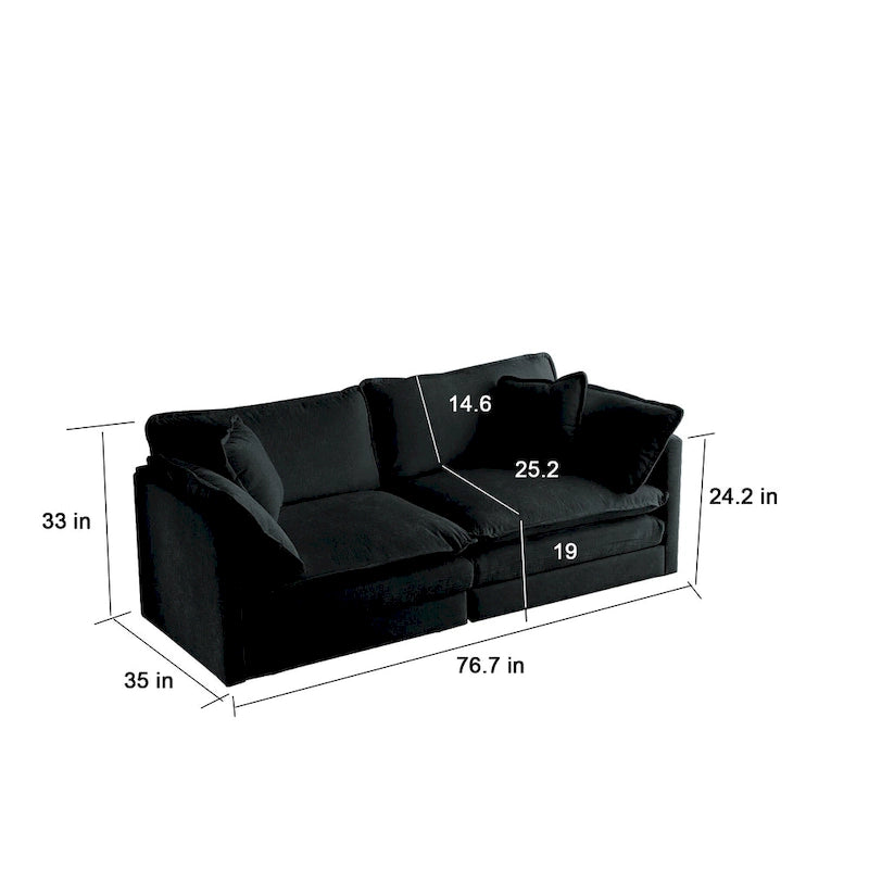 Ensemble de canapés 2 places en chenille noire avec canapé deux places et canapé simple
