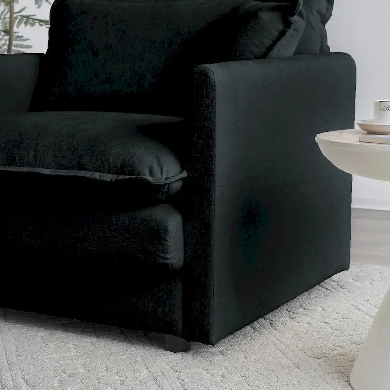 Ensemble de canapés 2 places en chenille noire avec canapé deux places et canapé simple