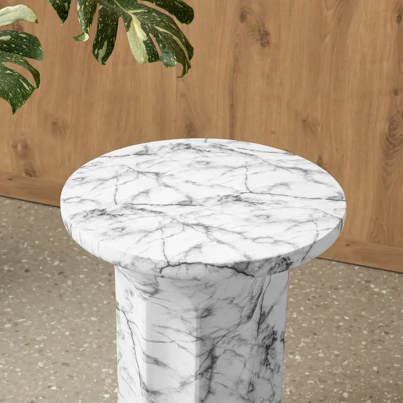 Table d'appoint moderne en faux marbre, hauteur 20,75 po