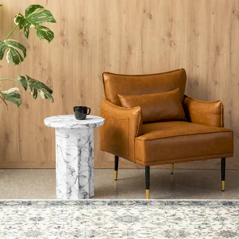 Table d'appoint moderne en faux marbre, hauteur 20,75 po
