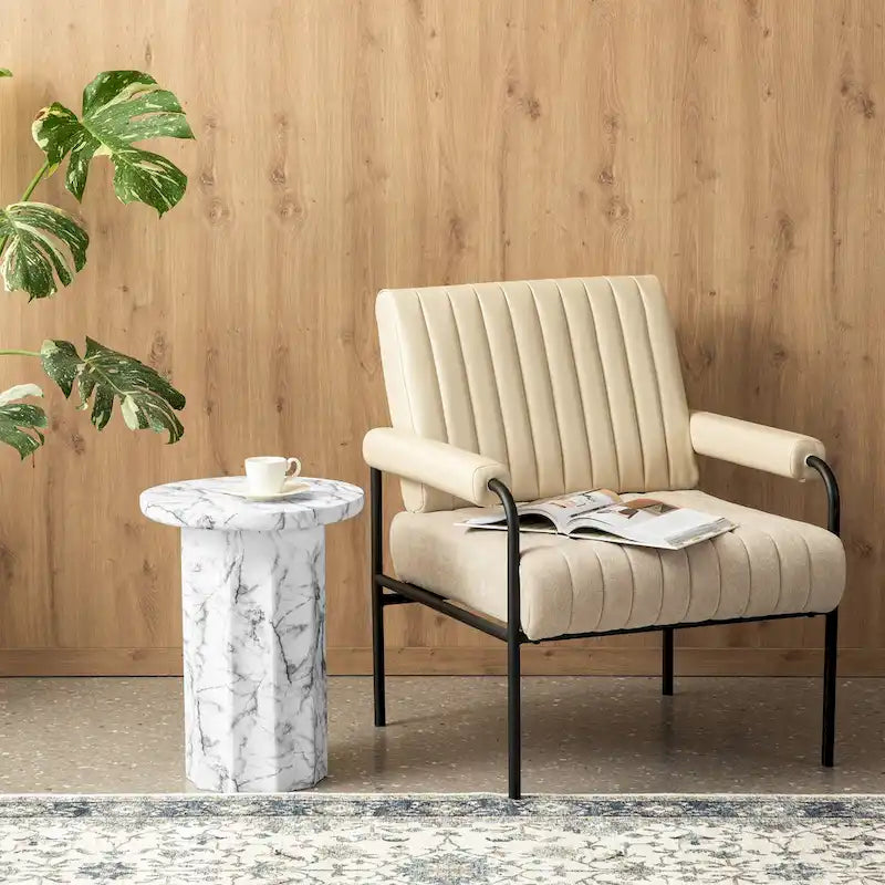 Table d'appoint moderne en faux marbre, hauteur 20,75 po