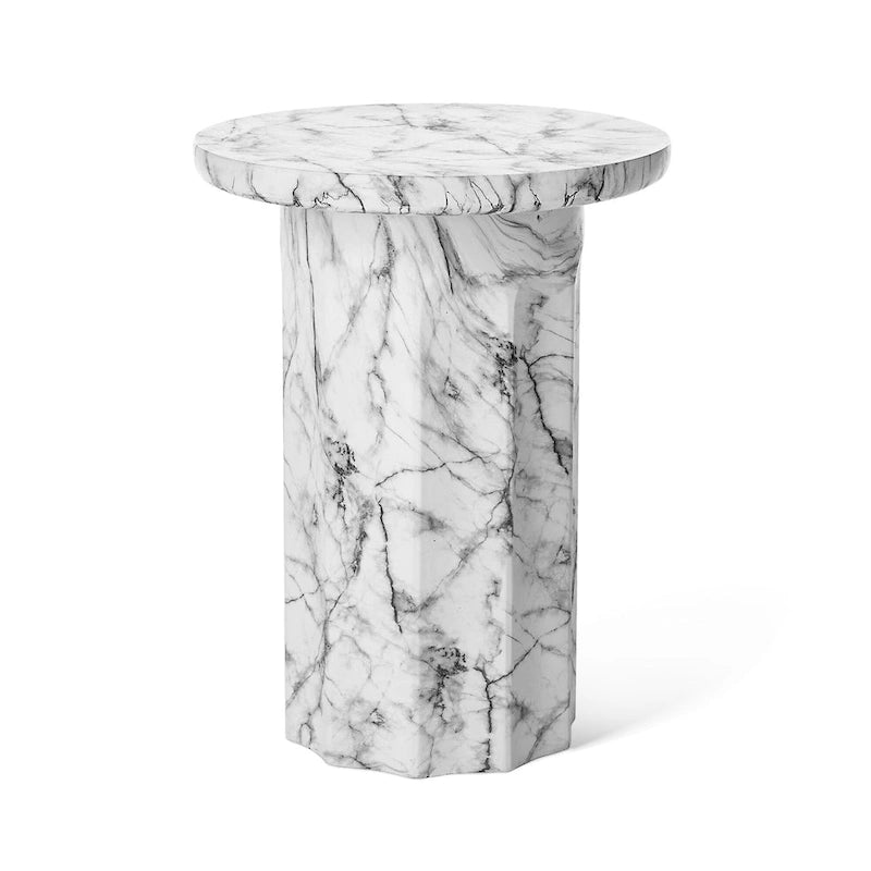 Table d'appoint moderne en faux marbre, hauteur 20,75 po