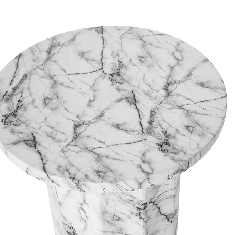 Table d'appoint moderne en faux marbre, hauteur 20,75 po
