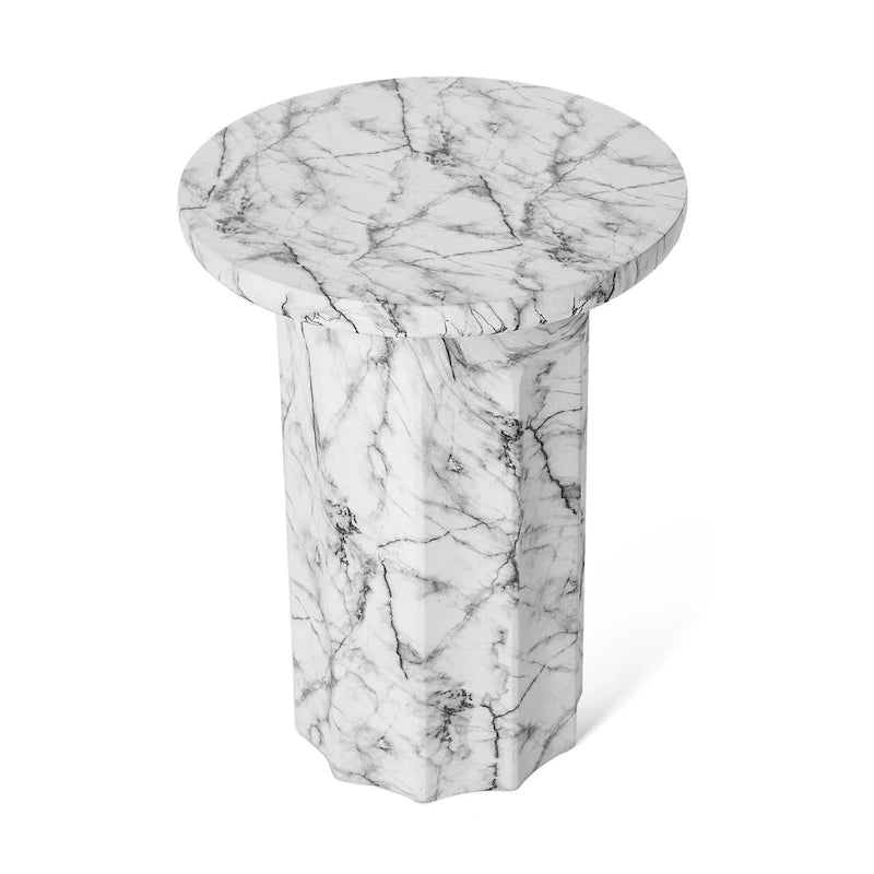 Table d'appoint moderne en faux marbre, hauteur 20,75 po