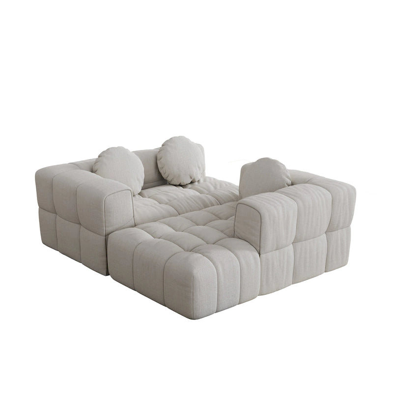 103 Canapé d'angle en chenille avec méridienne à gauche, 3 oreillers et design modulaire
