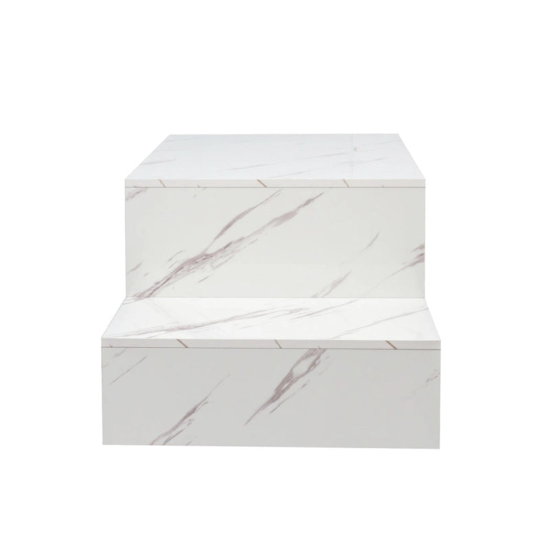 Table basse moderne minimaliste élégante à double plateau avec rangement ouvert, pour salon, noire