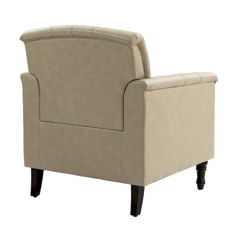 Fauteuil d'appoint capitonné en similicuir avec accoudoirs cloutés