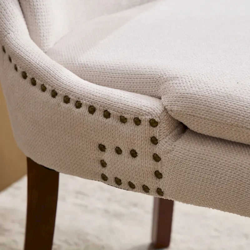 Lot de 2 chaises de salle à manger modernes, chaises de salle à manger rembourrées en chenille, chaises d'appoint de salon avec pieds incurvés en bois massif