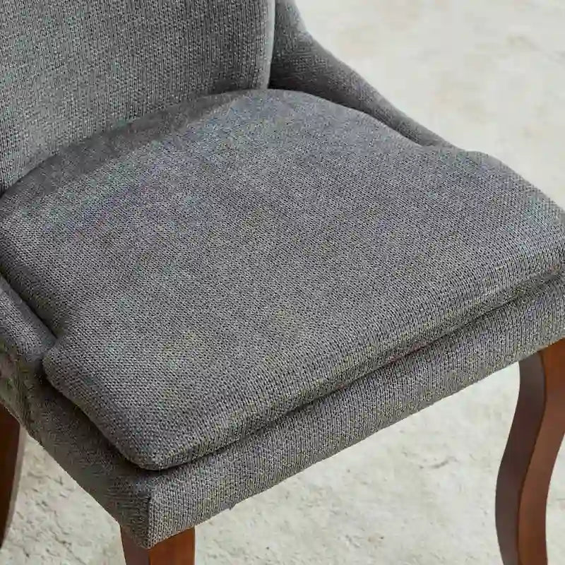 Lot de 2 chaises de salle à manger modernes, chaises de salle à manger rembourrées en chenille, chaises d'appoint de salon avec pieds incurvés en bois massif