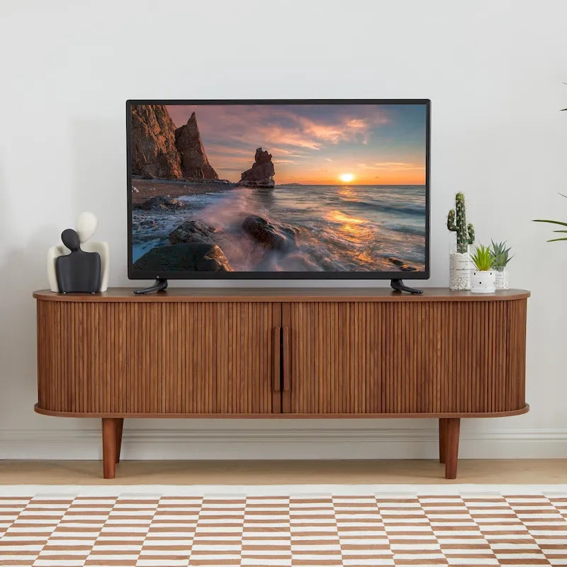 Meuble TV en bois de 160 cm pour téléviseurs jusqu'à 70 po