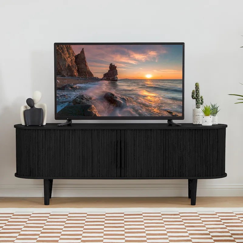 Meuble TV en bois de 160 cm pour téléviseurs jusqu'à 70 po