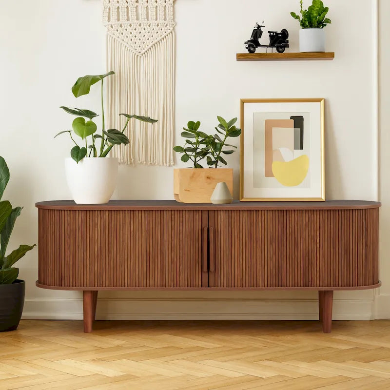 Meuble TV en bois de 160 cm pour téléviseurs jusqu'à 70 po