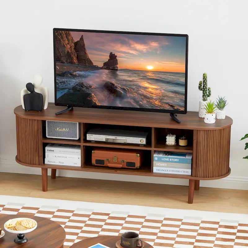 Meuble TV en bois de 160 cm pour téléviseurs jusqu'à 70 po