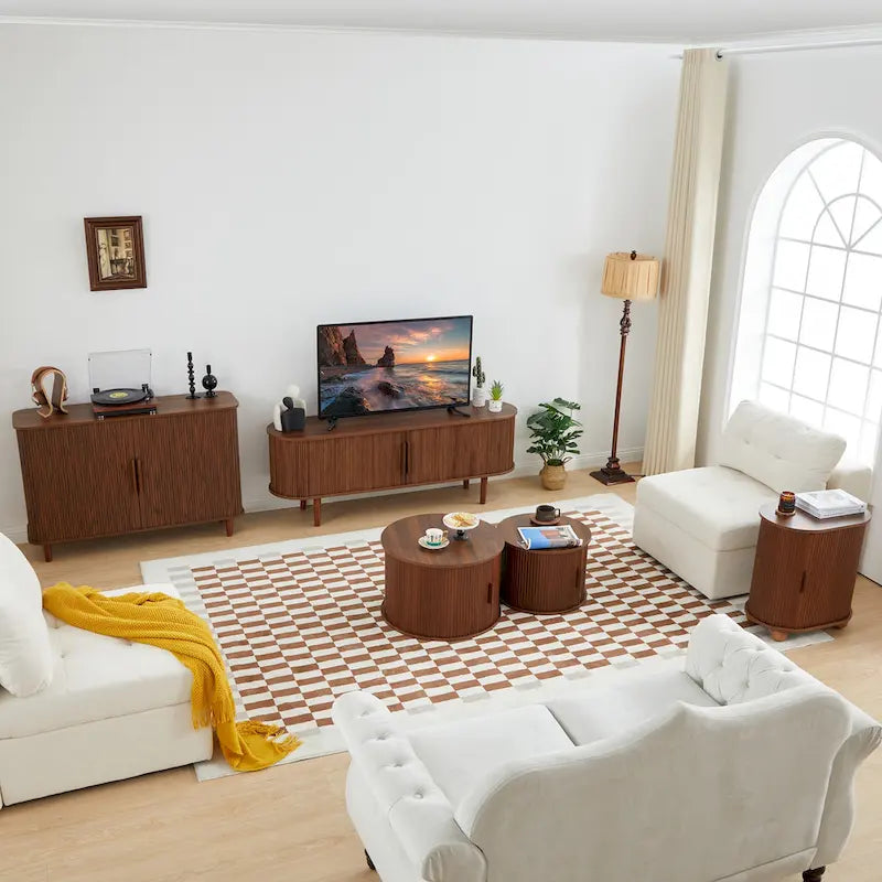 Meuble TV en bois de 160 cm pour téléviseurs jusqu'à 70 po