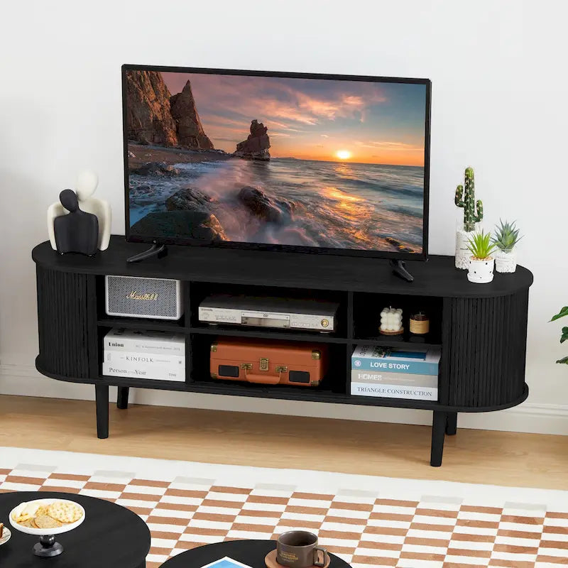 Meuble TV en bois de 160 cm pour téléviseurs jusqu'à 70 po