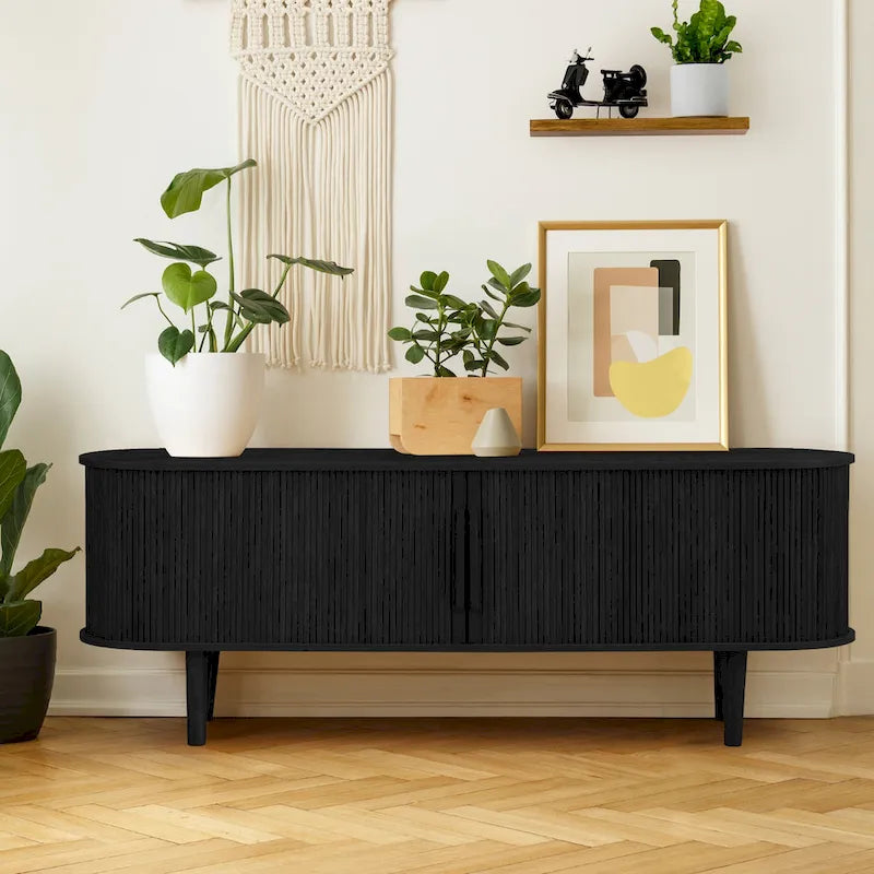 Meuble TV en bois de 160 cm pour téléviseurs jusqu'à 70 po