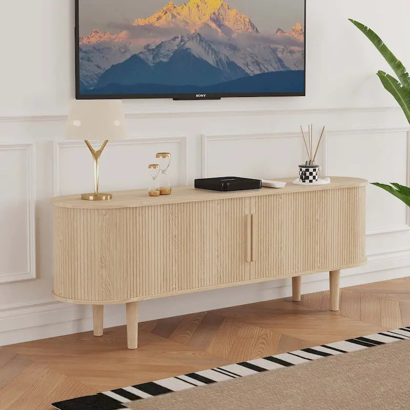 Meuble TV en bois de 160 cm pour téléviseurs jusqu'à 70 po