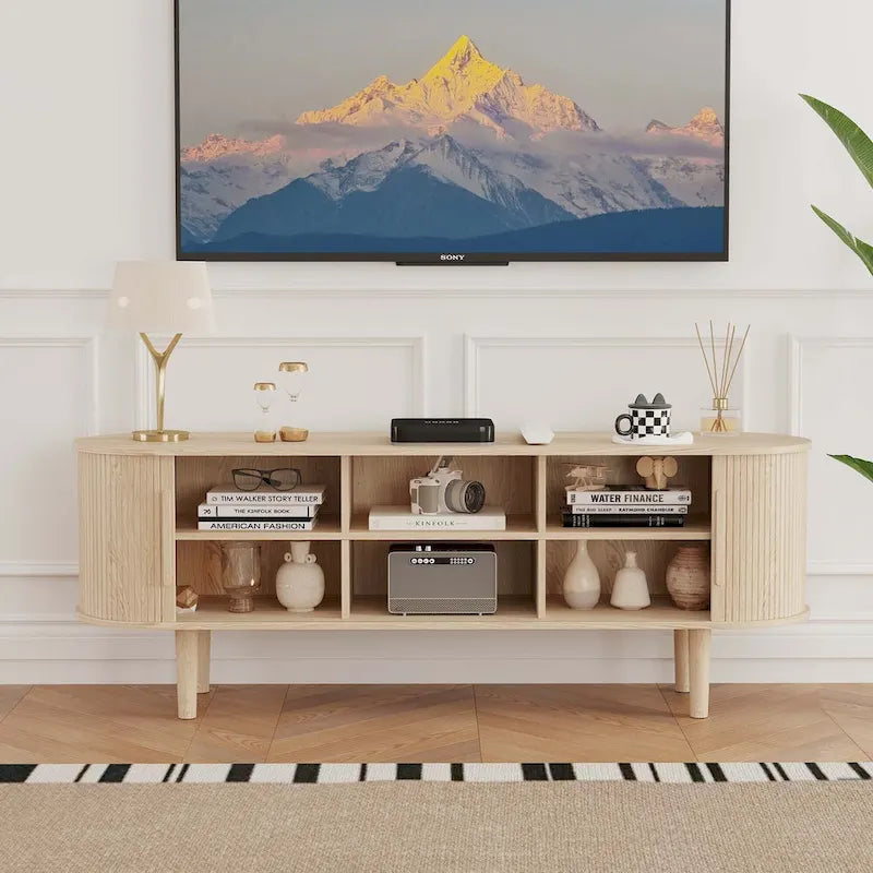 Meuble TV en bois de 160 cm pour téléviseurs jusqu'à 70 po