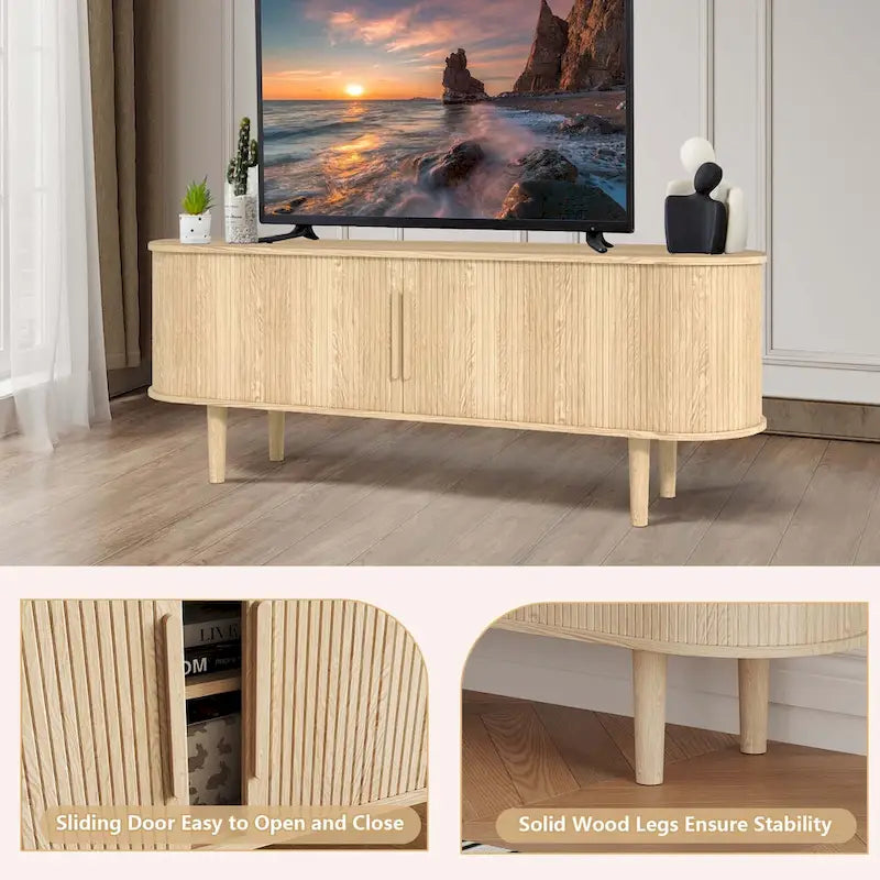 Meuble TV en bois de 160 cm pour téléviseurs jusqu'à 70 po