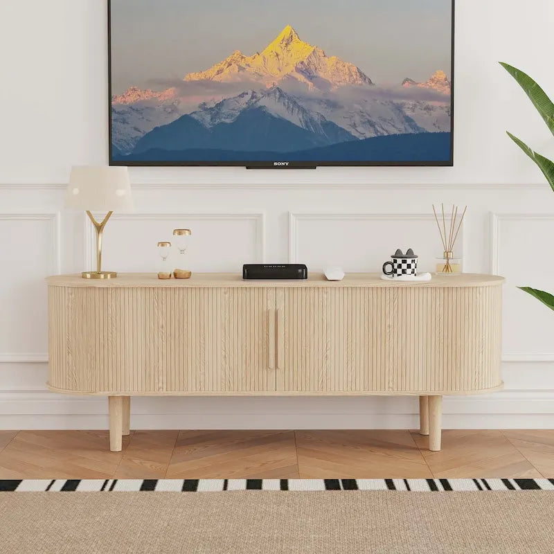 Meuble TV en bois de 160 cm pour téléviseurs jusqu'à 70 po