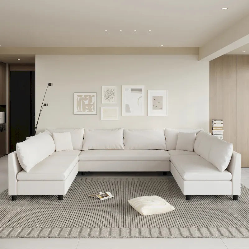 Canapé d'angle modulable, ensemble de canapés en chenille réversible en forme de U