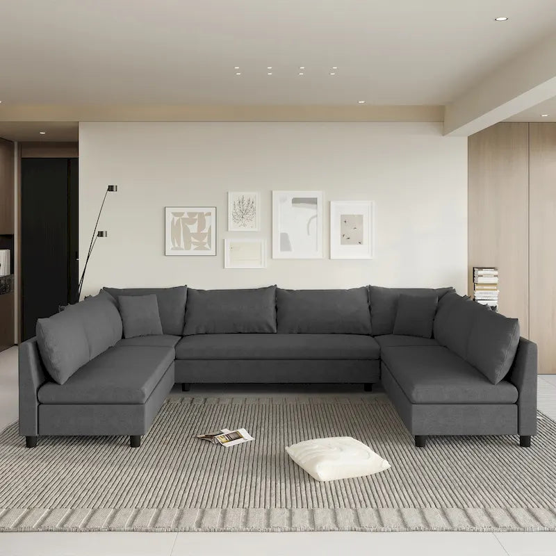 Canapé d'angle modulable, ensemble de canapés en chenille réversible en forme de U