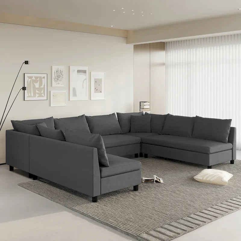 Canapé d'angle modulable, ensemble de canapés en chenille réversible en forme de U