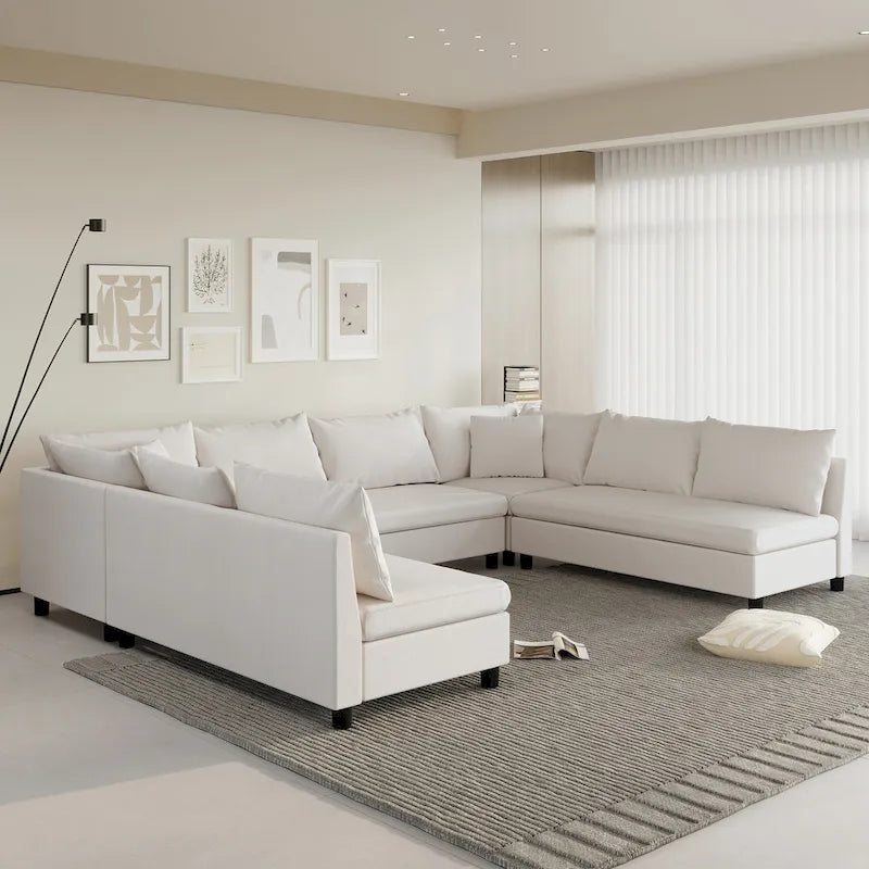 Canapé d'angle modulable, ensemble de canapés en chenille réversible en forme de U