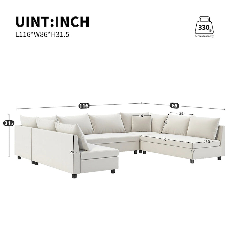 Canapé d'angle modulable, ensemble de canapés en chenille réversible en forme de U