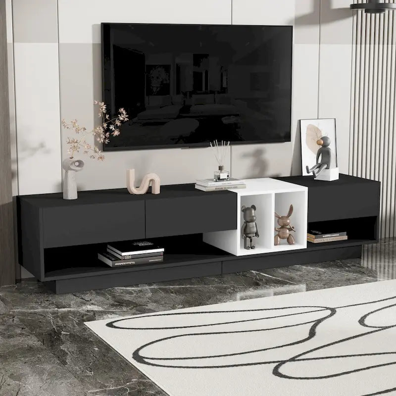 Meuble TV de 188 cm avec rangement et compartiment pour téléviseurs jusqu'à 80 po
