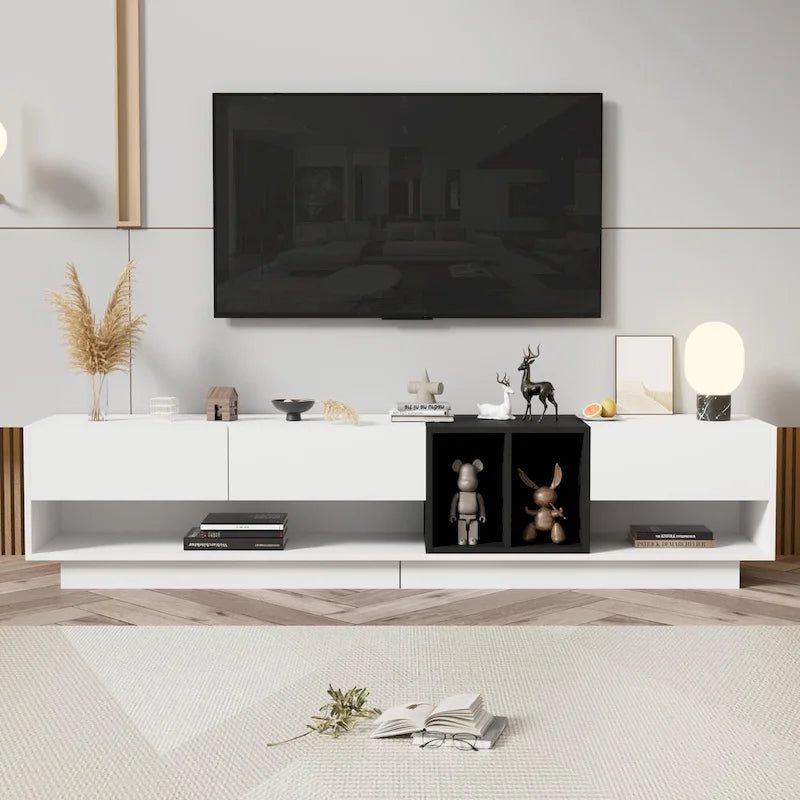 Meuble TV de 188 cm avec rangement et compartiment pour téléviseurs jusqu'à 80 po
