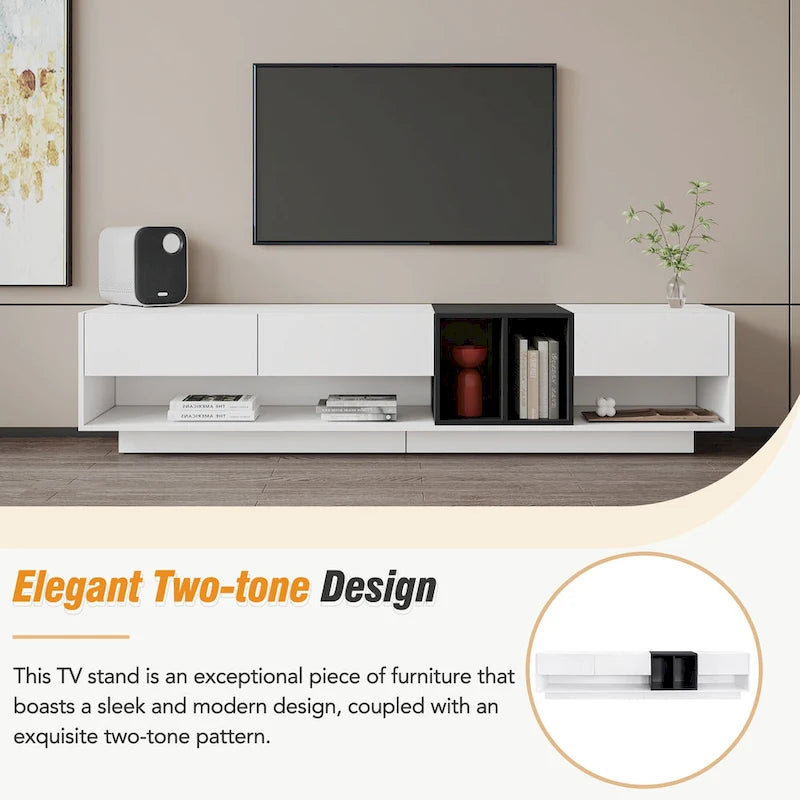 Meuble TV de 188 cm avec rangement et compartiment pour téléviseurs jusqu'à 80 po