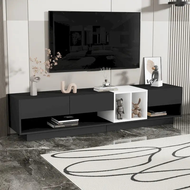 Meuble TV de 188 cm avec rangement et compartiment pour téléviseurs jusqu'à 80 po