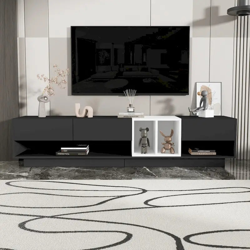 Meuble TV de 188 cm avec rangement et compartiment pour téléviseurs jusqu'à 80 po