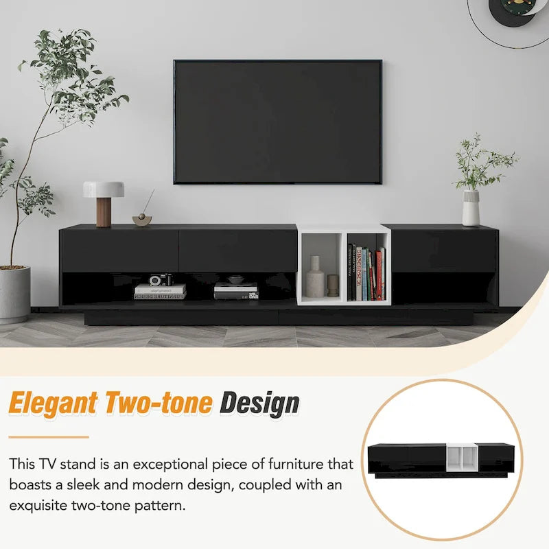 Meuble TV de 188 cm avec rangement et compartiment pour téléviseurs jusqu'à 80 po