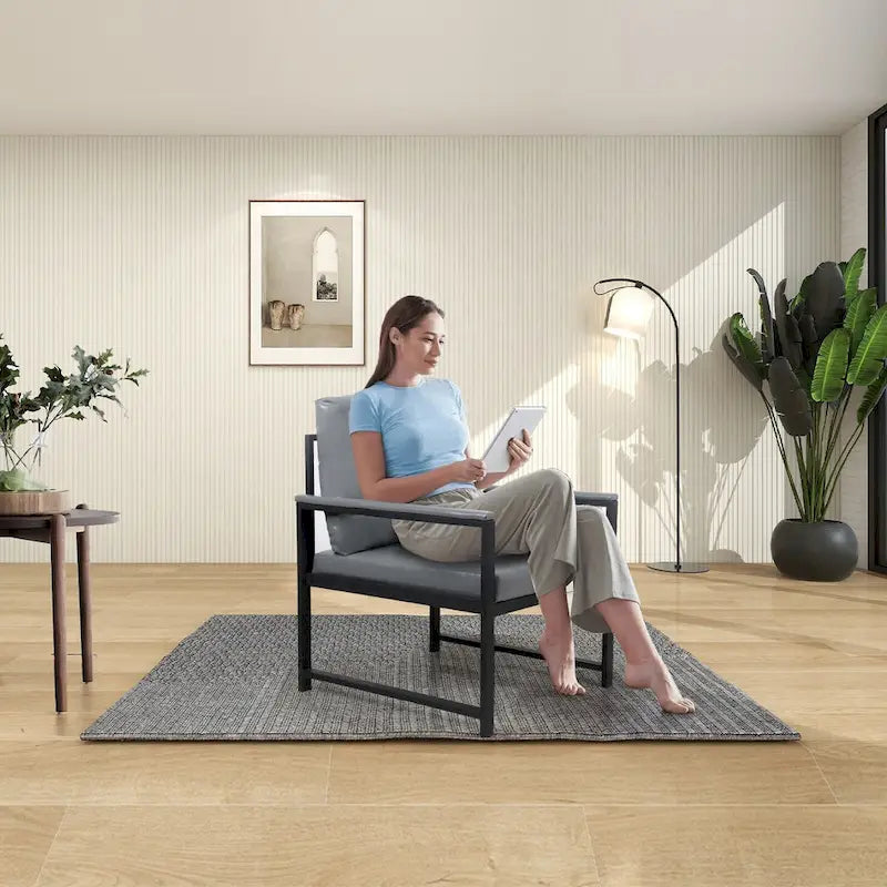 Fauteuil moderne 29,13 po avec pieds antidérapants à adsorption et cadre métallique robuste