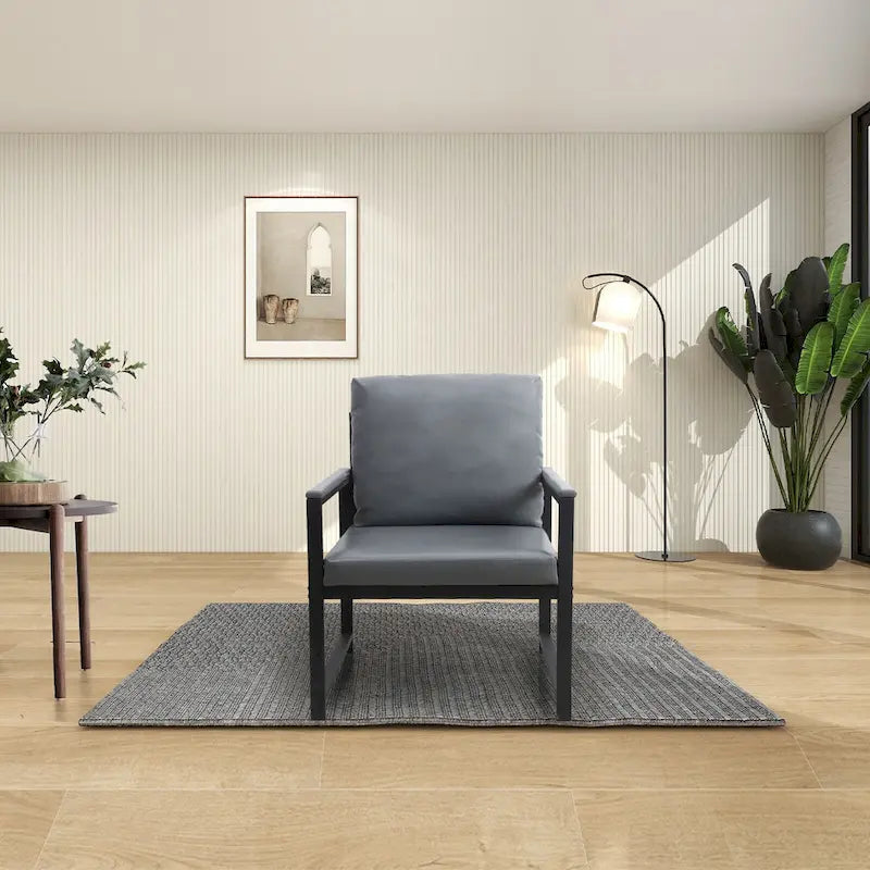Fauteuil moderne 29,13 po avec pieds antidérapants à adsorption et cadre métallique robuste
