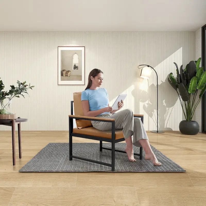 Fauteuil moderne 29,13 po avec pieds antidérapants à adsorption et cadre métallique robuste