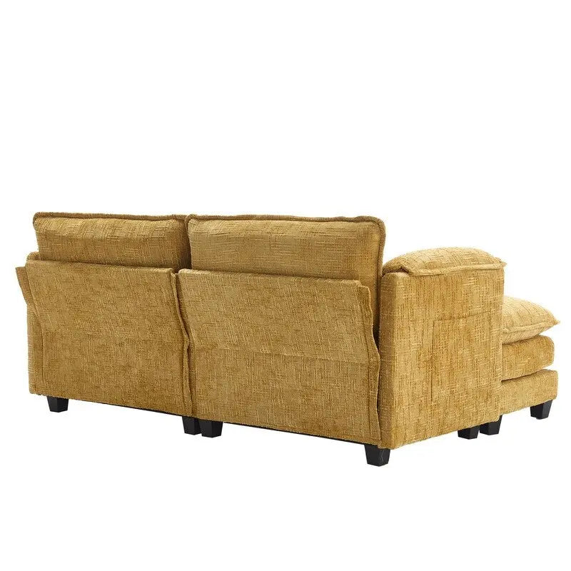 76,77 Canapé en chenille avec 2 poufs