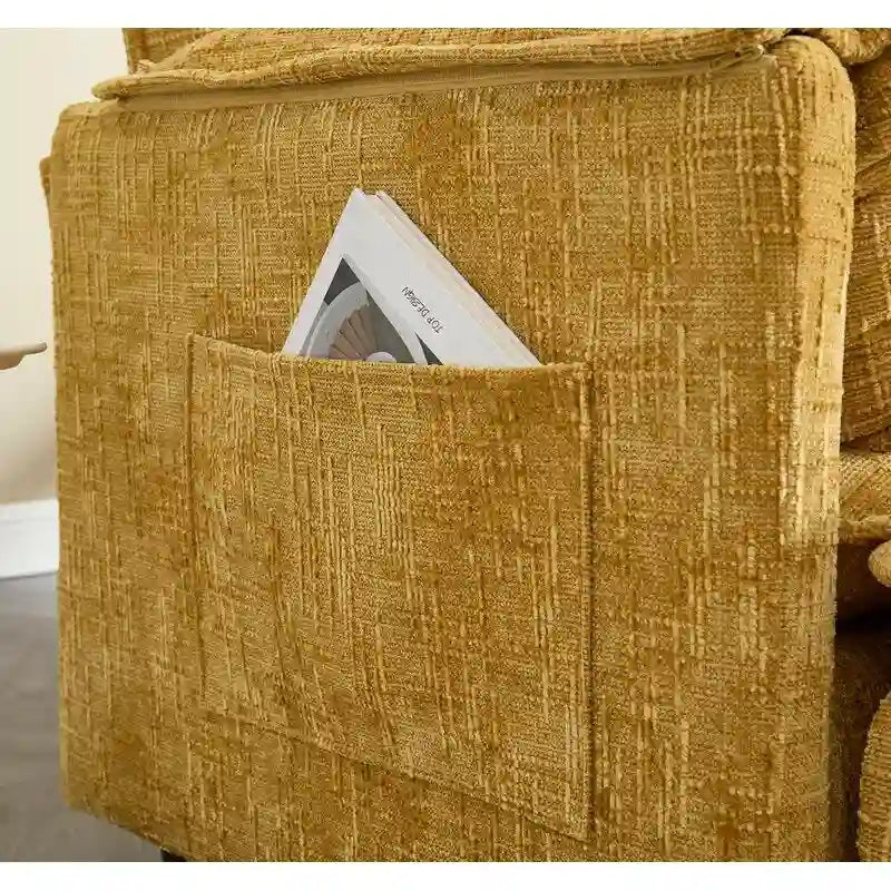 76,77 Canapé en chenille avec 2 poufs