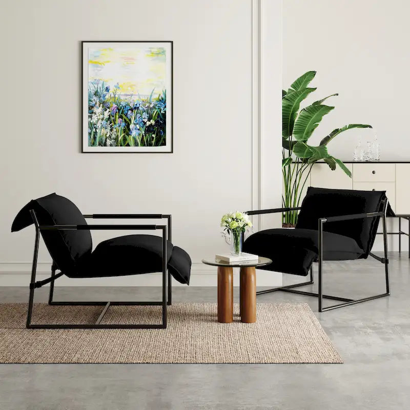 Fauteuil d'appoint en tissu, avec structure métallique, lot de 2