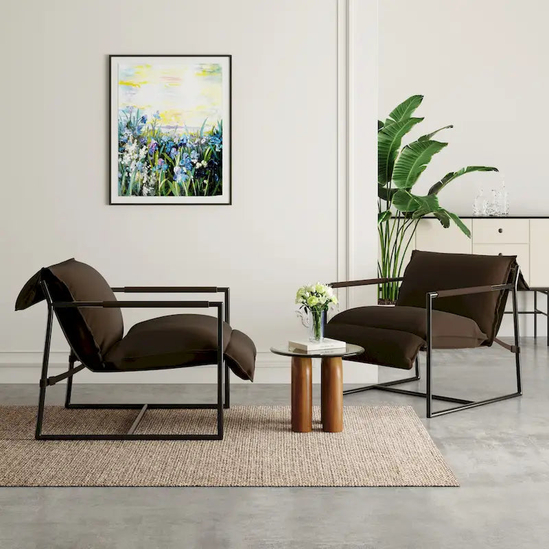 Fauteuil d'appoint en tissu, avec structure métallique, lot de 2