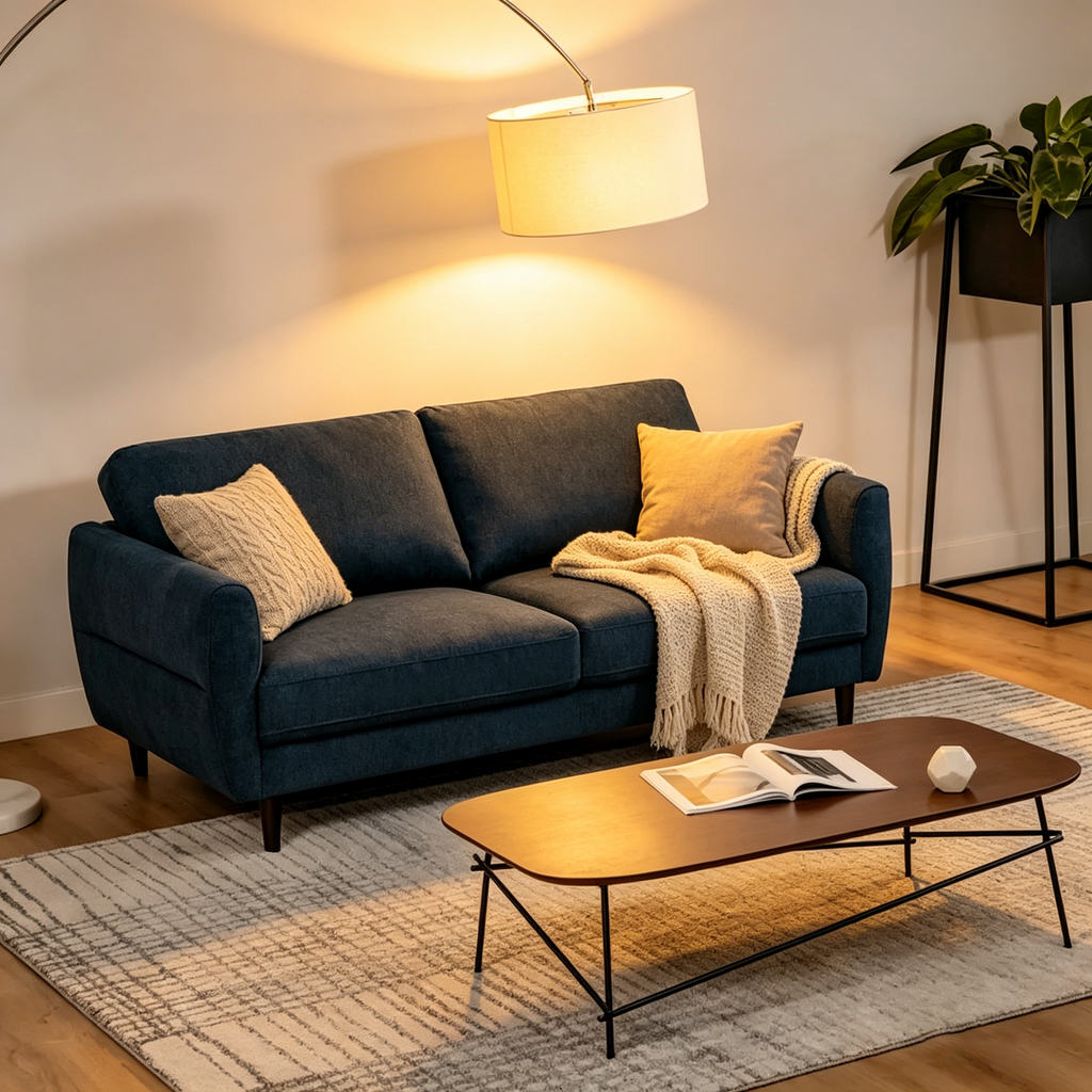 Gymax Canapé 72'' en Tissu pour Salon, Petit Appartement
