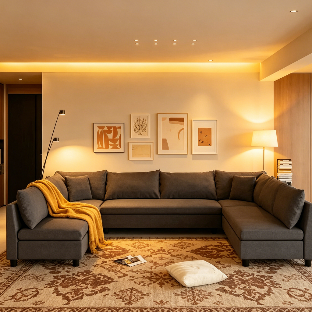 Canapé d'angle modulable, ensemble de canapés en chenille réversible en forme de U