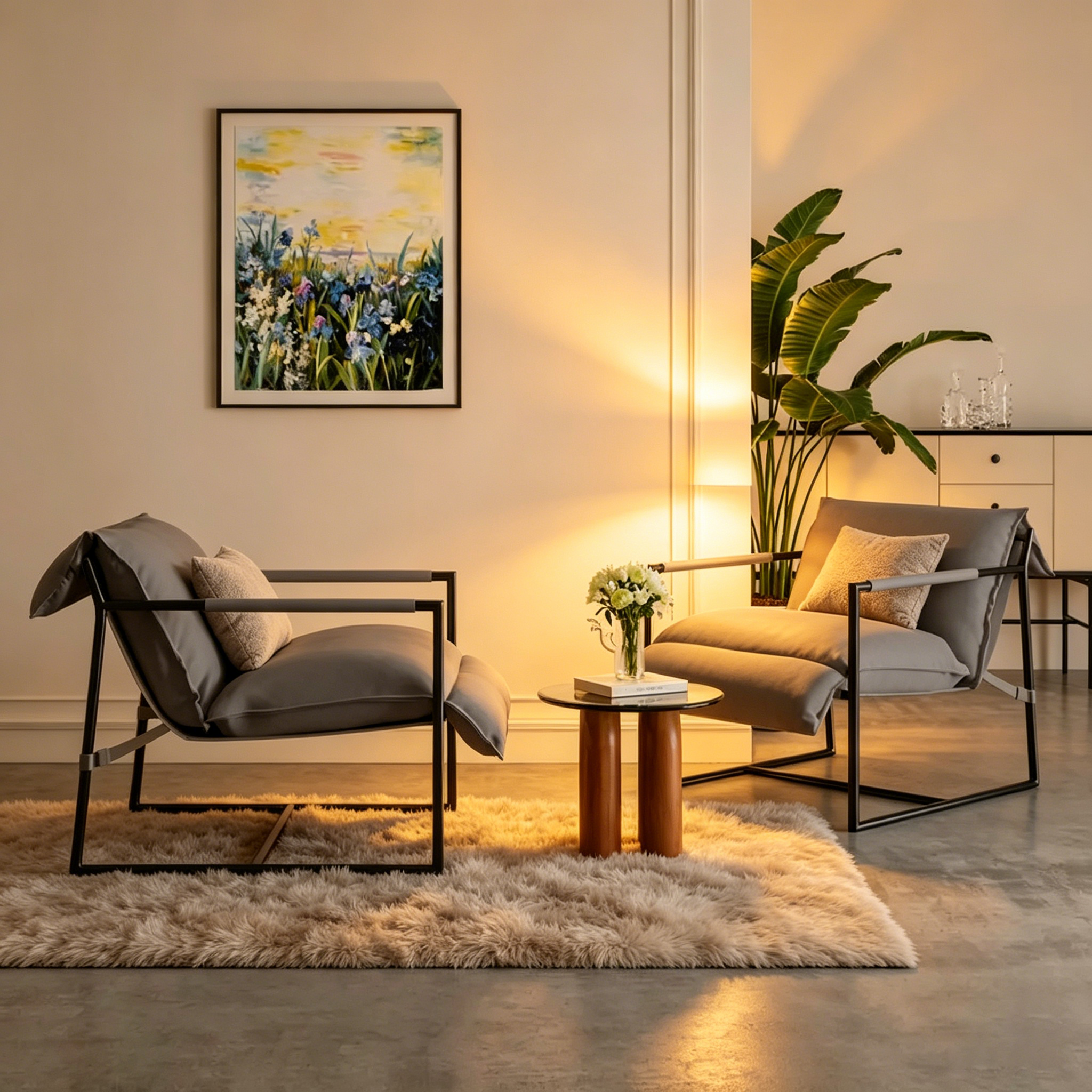 Fauteuil d'appoint en tissu, avec structure métallique, lot de 2