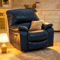 Fauteuil inclinable motorisé, cuir souple bleu océan, port USB