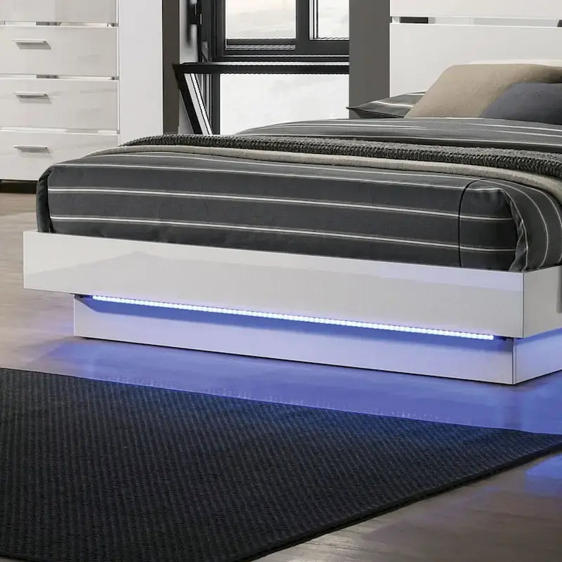 Lit plateforme à DEL blanches modernes