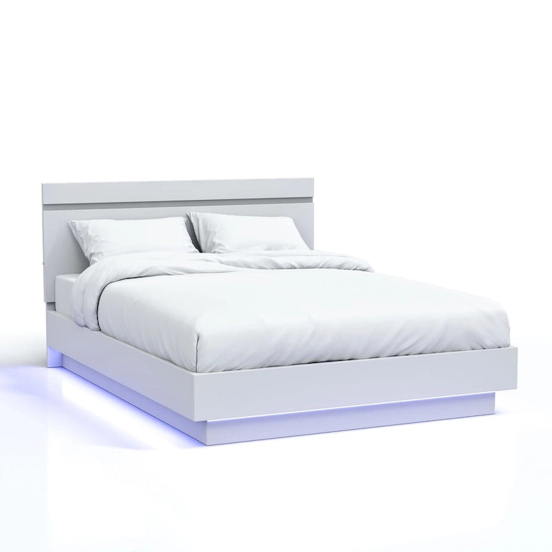 Lit plateforme à DEL blanches modernes